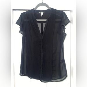 H & m sheer black short sleeve blouse